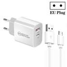 PD30W USB-C / Type-C + QC3.0 USB Dual Port Charger with 1m USB to Micro USB Data Cable, EU Plug - 1