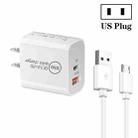 PD30W USB-C / Type-C + QC3.0 USB Dual Port Charger with 1m USB to Micro USB Data Cable, US Plug - 1