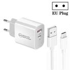 PD30W USB-C / Type-C + QC3.0 USB Dual Port Charger with 1m USB to Type-C Data Cable, EU Plug - 1