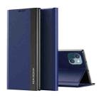 For iPhone 15 Side Electroplated Adsorption Leather Phone Case(Dark Blue) - 1