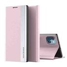 For iPhone 15 Side Electroplated Adsorption Leather Phone Case(Pink) - 1