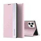 For iPhone 15 Pro Max Side Electroplated Adsorption Leather Phone Case(Pink) - 1