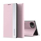 For iPhone 16e Side Electroplated Adsorption Leather Phone Case(Pink) - 1