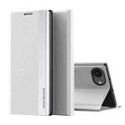 For iPhone 16e Side Electroplated Adsorption Leather Phone Case(Silver) - 1