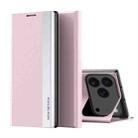 For iPhone 17 Pro Side Electroplated Adsorption Leather Phone Case(Pink) - 1