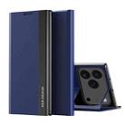 For iPhone 17 Pro Max Side Electroplated Adsorption Leather Phone Case(Dark Blue) - 1