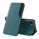 For iPhone 16e Side Display Flip Leather Phone Case(Green) - 1