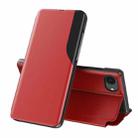 For iPhone 16e Side Display Flip Leather Phone Case(Red) - 1