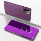 For iPhone 15 Pro Plated Mirror Horizontal Flip Leather Phone Case with Holder(Purple) - 1