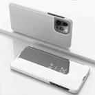 For iPhone 15 Pro Max Plated Mirror Horizontal Flip Leather Phone Case with Holder(Silver) - 1