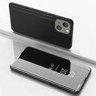 For iPhone 15 Plus Plated Mirror Horizontal Flip Leather Phone Case with Holder(Black) - 1