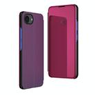 For iPhone 16e Plated Mirror Horizontal Flip Leather Phone Case with Holder(Purple) - 1