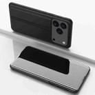 For iPhone 17 Pro Max Plated Mirror Horizontal Flip Leather Phone Case with Holder(Black) - 1