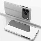 For iPhone 17 Pro Max Plated Mirror Horizontal Flip Leather Phone Case with Holder(Silver) - 1