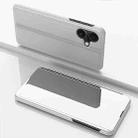 For iPhone 17 Plated Mirror Horizontal Flip Leather Phone Case with Holder(Silver) - 1