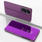 For Honor 90 Lite Plated Mirror Horizontal Flip Leather Phone Case with Holder(Purple) - 1