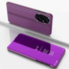 For Honor 200 Plated Mirror Horizontal Flip Leather Phone Case with Holder(Purple) - 1