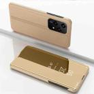 For Honor 200 Lite Global Plated Mirror Horizontal Flip Leather Phone Case with Holder(Gold) - 1