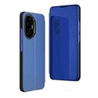 For Honor  300 Plated Mirror Horizontal Flip Leather Phone Case with Holder(Blue) - 1