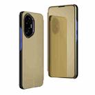 For Honor  300 Plated Mirror Horizontal Flip Leather Phone Case with Holder(Gold) - 1