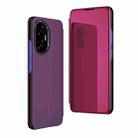 For Honor  300 Plated Mirror Horizontal Flip Leather Phone Case with Holder(Purple) - 1