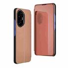 For Honor 300 Pro Plated Mirror Horizontal Flip Leather Phone Case with Holder(Rose  Gold) - 1