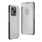 For Honor 400  Lite Plated Mirror Horizontal Flip Leather Phone Case with Holder(Silver) - 1