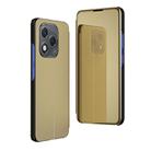 For Honor 400  Lite Plated Mirror Horizontal Flip Leather Phone Case with Holder(Gold) - 1