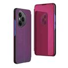 For Honor 400 Pro Global 160.8mm Plated Mirror Horizontal Flip Leather Phone Case with Holder(Purple) - 1