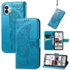 For Nothing Phone 2 Butterfly Love Flower Embossed Leather Phone Case(Bule) - 1