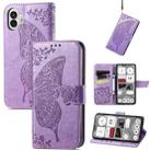 For Nothing Phone 2 Butterfly Flower Embossed Horizontal Flip Leather Case(Iilac) - 1