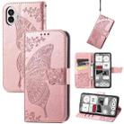 For Nothing Phone 2 Butterfly Flower Embossed Horizontal Flip Leather Case(Rose Gold) - 1