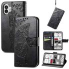 For Nothing Phone 2 Butterfly Flower Embossed Horizontal Flip Leather Case(Black) - 1