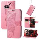 For Nothing Phone 2a Butterfly Love Flower Embossed Leather Phone Case(pink) - 1