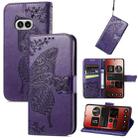 For Nothing Phone 2a Butterfly Love Flower Embossed Leather Phone Case(Purple) - 1