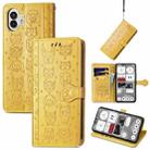 For Nothing Phone 2 Cat and Dog Embossed Leather Phone Case(Yellow) - 1