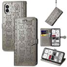 For Nothing Phone 2 Cat and Dog Embossed Leather Phone Case(Grey) - 1