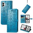 For Nothing Phone 2 Cat and Dog Embossed Leather Phone Case(Blue) - 1