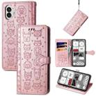 For Nothing Phone 2 Cat and Dog Embossed Leather Phone Case(Rose  Gold) - 1