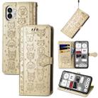 For Nothing Phone 2 Cat and Dog Embossed Leather Phone Case(Gold) - 1