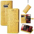 For Nothing Phone 2a Cat and Dog Embossed Leather Phone Case(Yellow) - 1