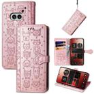 For Nothing Phone 2a Cat and Dog Embossed Leather Phone Case(pink) - 1