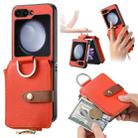 For Samsung Galaxy Z Flip5 5G Vertical Flip Zipper Wallet Ring Leather Phone Case(Orange) - 1