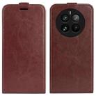 For Realme 12 Pro+ R64 Texture Single Vertical Flip Leather Phone Case(Brown) - 1