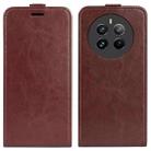 For Realme 12+ 5G R64 Texture Single Vertical Flip Leather Phone Case(Brown) - 1