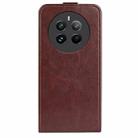 For Realme 12+ 5G R64 Texture Single Vertical Flip Leather Phone Case(Brown) - 3