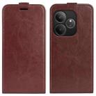 For Realme GT 6 5G R64 Texture Single Vertical Flip Leather Phone Case(Brown) - 1