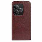 For Realme GT 6 5G R64 Texture Single Vertical Flip Leather Phone Case(Brown) - 3