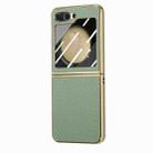 For Samsung Galaxy Z Flip5 5G Electroplated Back Screen Integrated Litchi Texture Phone Case(Green) - 1