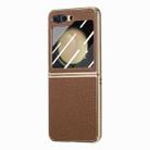 For Samsung Galaxy Z Flip5 5G Electroplated Back Screen Integrated Litchi Texture Phone Case(Brown) - 1